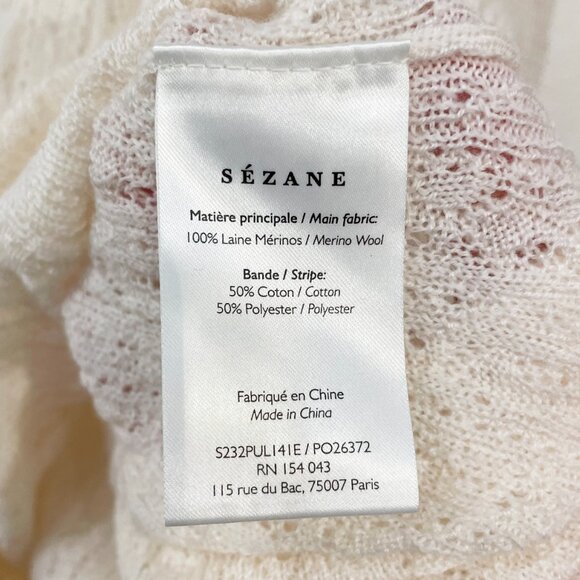Last Chance! New Sézane Anneli 100% Merino Wool Retro Knit Sweater Ecru XS - Picture 7 of 8